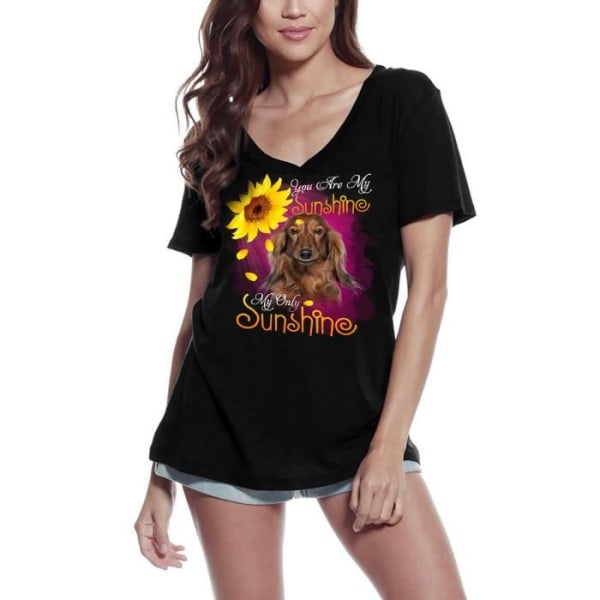 T-shirt med v-ringad dam My Only Ray of Sunshine - Taxen - My Only Sunshine - Tax - Vintagesvart T-shirt djup svart M