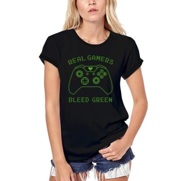 Ekologisk T-shirt dam Real Gamers Bleed Green Joke Humor – Real Gamers Bleed Green Joke Humor – Vintage svart T-shirt djup svart