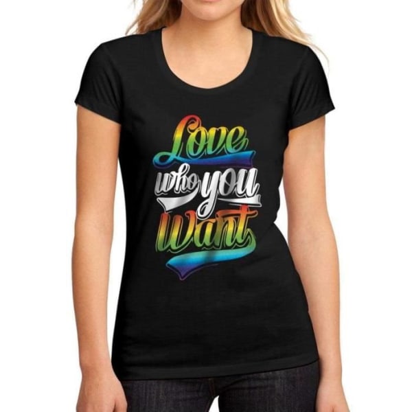 Lgbt-tröja för kvinnor: Älska vem du vill – Lgbt-älska vem du vill – Svart vintage t-shirt djup svart