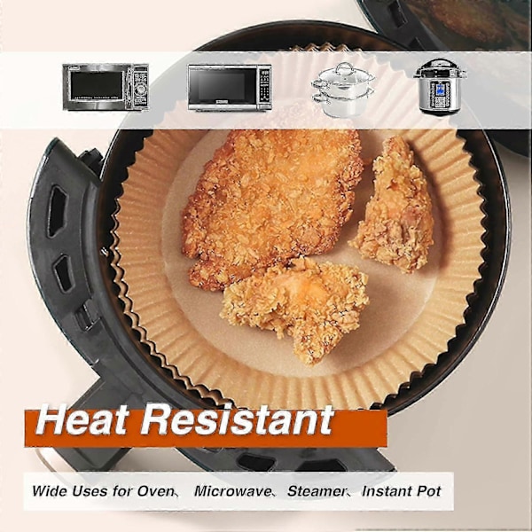 100 Ark Bakplåtspapper för Air Fryer, Runda Bakplåtspapper Round