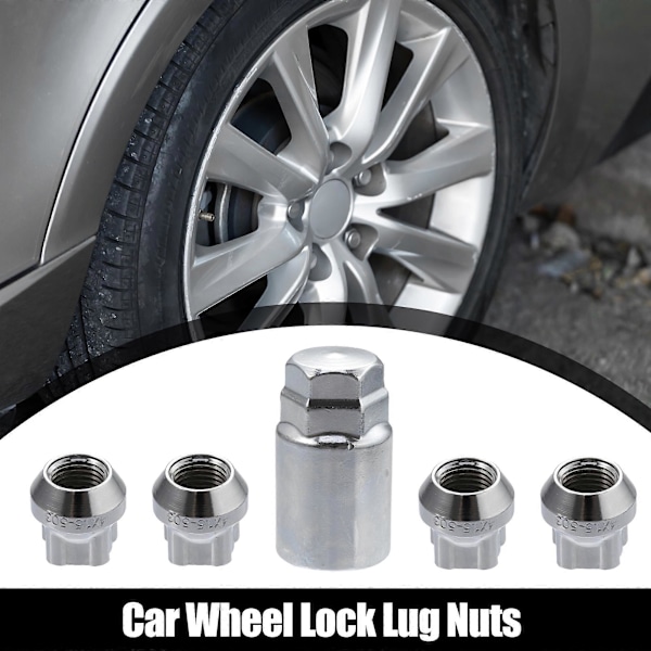 X Autohaux M14x15 Hjulbultar med Låsset Anti-Stöld Hjulbultar Passar Tesla 3 S X Y 2012-2022 - 5-pack Silverfärgad