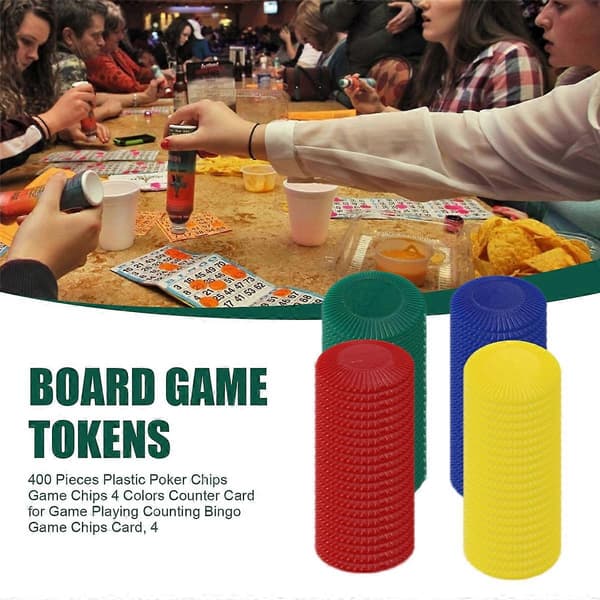 400 Stykker Plast Pokerchips Spillchips 4 Farger Tellerkort, 4
