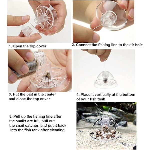3 st Plast Snigelfälla Igel Fångstbox För Akvarium Fisk Tank 3.15\"/8cm T-x