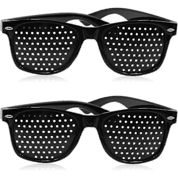 10099201570152 stk. Pinhole briller til forbedring af synet, sorte unisex synsstyrkende pinhole briller