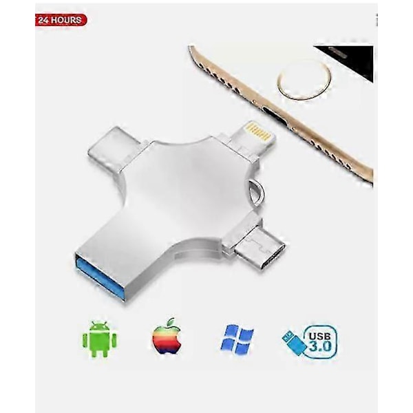 2TB 1TB 4-i-1 Flash Drive Foto Opbevarings Stick OTG Til iPhone Samsung Android PC