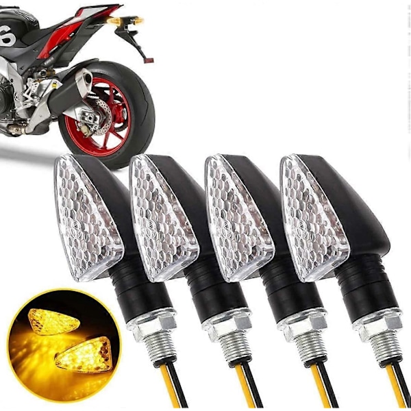 4 Stycken Motorcykel 15 LED Blinkers Amber Indikatorer Blinker 12V Vattentät Mini Blinker för Motorcykel (Ny Version)