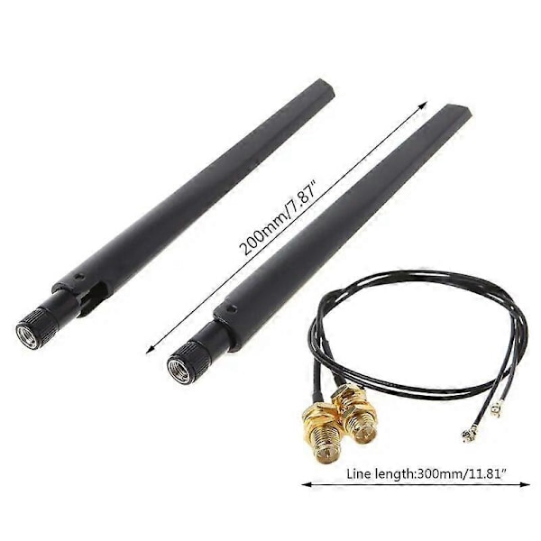 2x 6dBi 24GHz 5GHz Dobbelt bånd WiFi Router Netværkskort RP-SMA Antenne 2 x Ufl IPEX Kabel N8S5