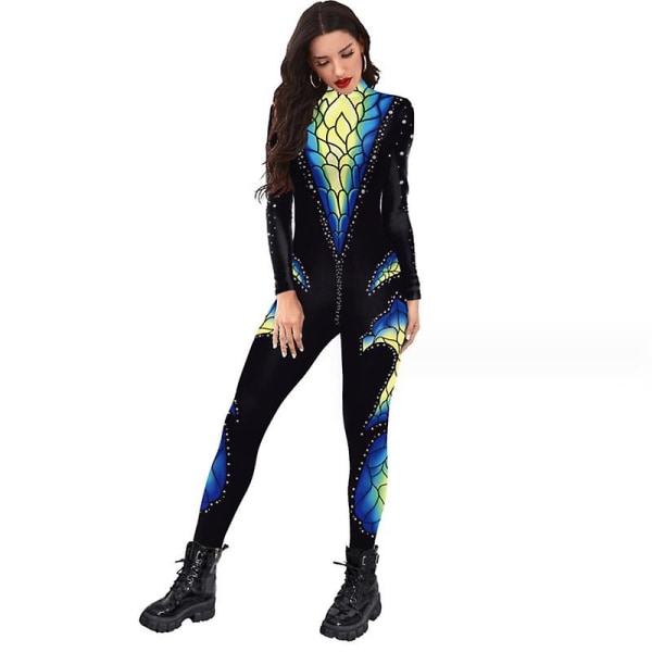 Kvinnor Halloween kostym Stretch Skinny Catsuit Jumpsuit Body style 2 XL