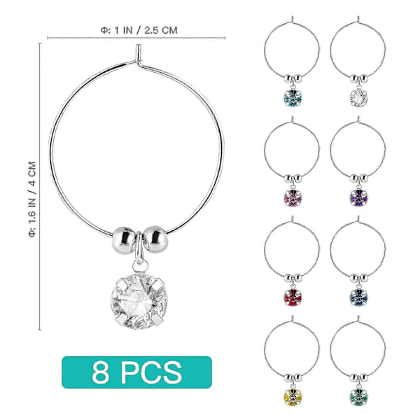 Målat Glas Vin Halsband Dryck Markörer Glas Identifierare Berlocker Vinglas Berlocker Ringar Vinglas Ringar Berlock Ögla