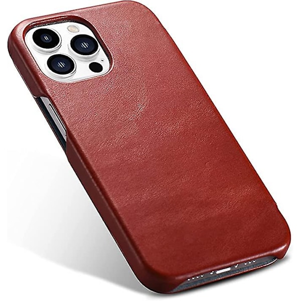 Læder Folio Etui Kompatibelt med iPhone 13 Pro - Vintage Stil Ægte Læder Flip Folio Design Cover - Indbygget Magnetisk Lukning - Rød