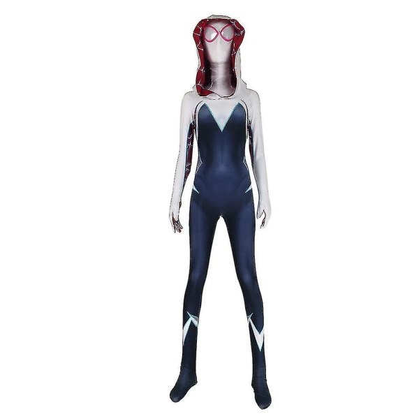 Halloween Gwen Stacy Cosplay kostym Kvinnlig Flickor Kvinna Hjälte Zentai Kostym Hel Body Vuxna Barn Jumpsuit Hög kvalitet Size for Women M