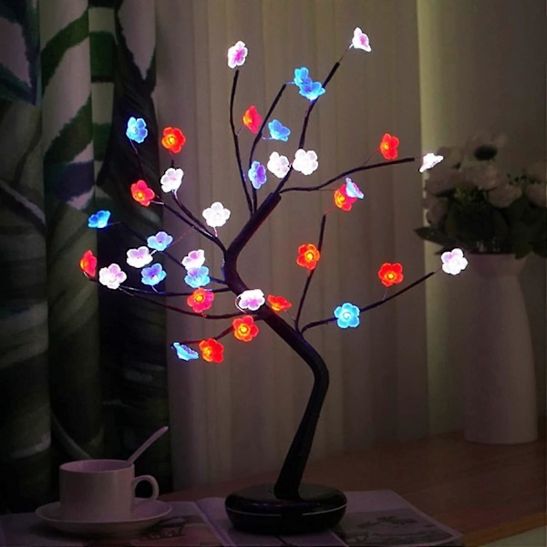 Trelys Varmhvite LED-pærer Lys USB Bonsai Trelys Dekorativ Belysning Til Jul Innendørs Dekor Hjemmefest Bryllup Festival Dekor (45cm
