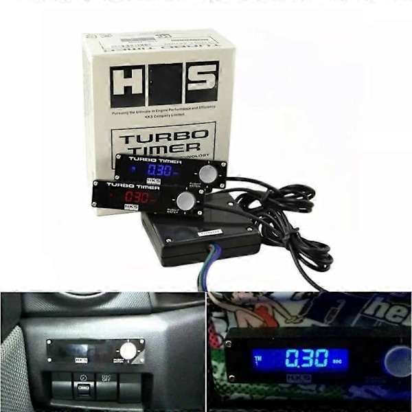 Type 0 Racerbil Turbo Timer Hvid/Rød/Blå Digital LED Display 41001-AK009 med LOGO