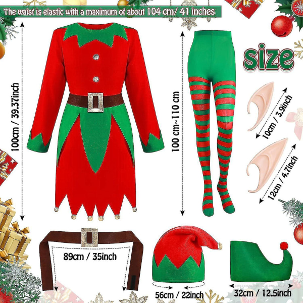 Jul Barnkläder Cosplay Söt Green Elf Clown Suit Performance Kläder 1 S