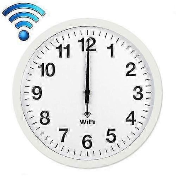 Smart Netværk Automatisk Tids Synkronisering Wifi Væg Ur Moderne Simpel Lydløs Stue Ur - 12 Tommer (hvid)