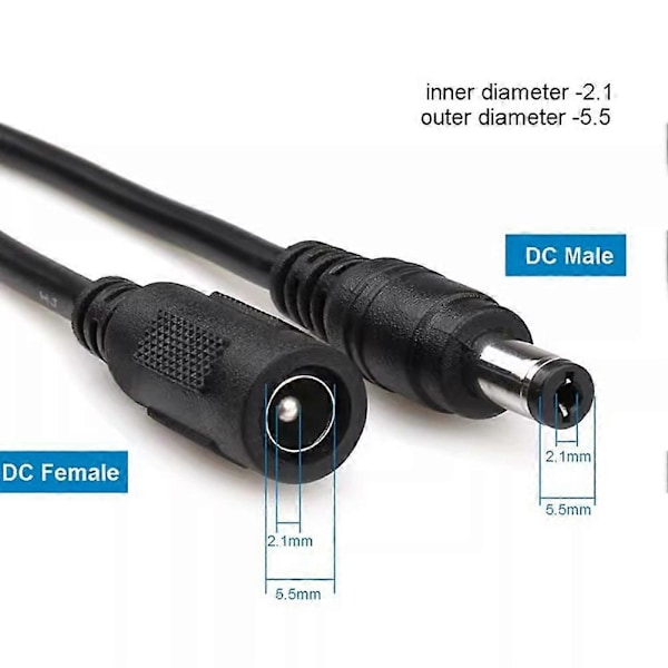 DC 12V Strömförlängningskabel 5.5x2.1mm Strömkabel 12m