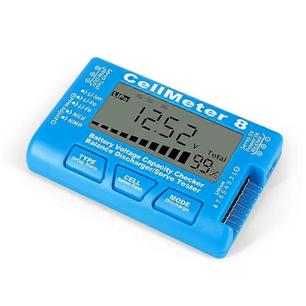 RC Cellmeter 8 Digital Batterikapacitetskontrollör Testare Spänningstestare för Li-Ion NiMH Nic