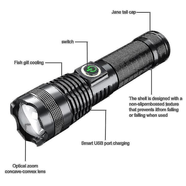 Ladattava 1000000 Lumenin Xhp70 Tehokas Led Usb Taskulamppu