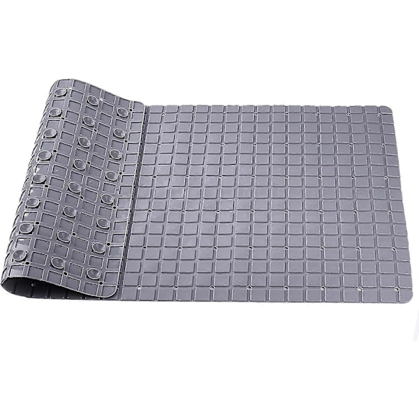 Halkfri duschmatta badkarsmatta med sugkoppar/dräneringshål lång 70 x 40 cm grå