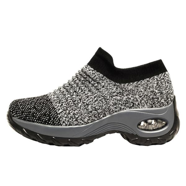 Fleksibel Ortopædisk Sko Elegante Elastiske Slip-on Flade Sko til Kvinder Mesh Overdel Åndbare Sneakers Gray 37