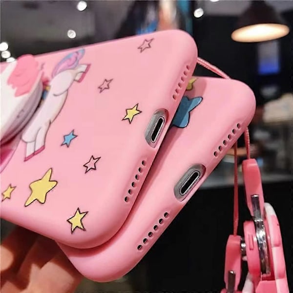(Se titeln för telefonfodralsmodellen) Unicorn Fodral för iPhone 11pro, 3D Tecknad Design Sött Elastiskt Ställ Skyddsfodral, Telefonfodral med St