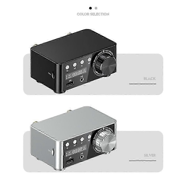 50W + 50W 100W Bluetooth 5.0 Förstärkare Digital Ljudförstärkare Silvergrå