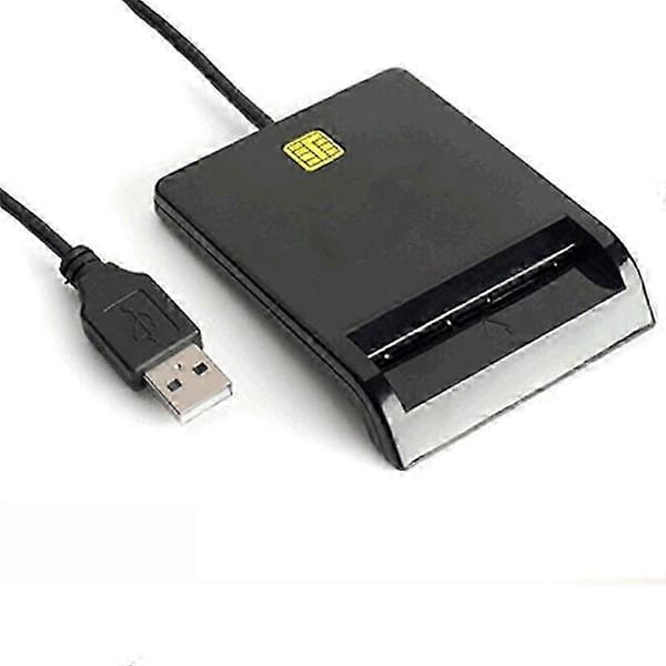 USB Smart Card Reader Atm Bank Skatteangivelse Ic Card ID-kort Smart Card Reader (Sort)