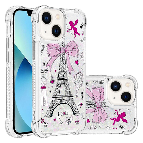 IPhone 13 Suojakuori Puskuri Glitteri Nestemäinen Läpinäkyvä Kimalteleva Kiiltävä Bling Kristallinkirkas Virtaava Hiekka Kuori - Eiffel-torni