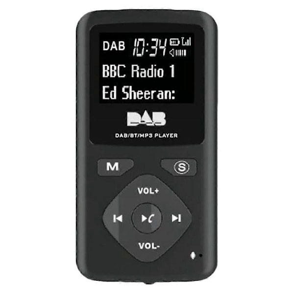 Mini kannettava DAB/DAB+ FM-radio Bluetooth 4.0 -kuulokkeilla ja MP3/USB-liitännällä