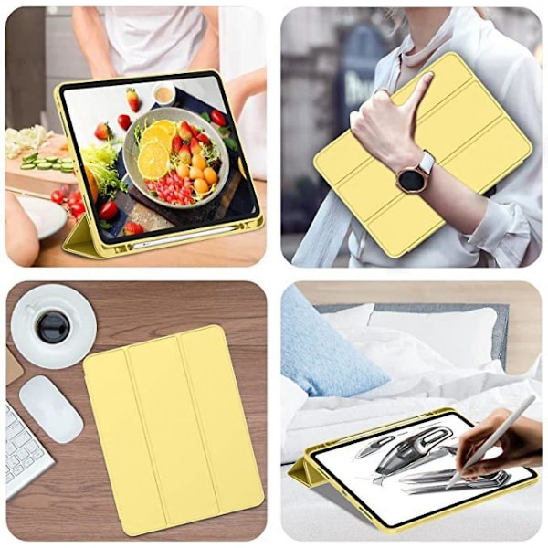 iPad Pro 12.9 in 5. generation / 4. generation (2021 og 2020) Kompatibel Smart Sleep Mode Penholder PU Læderbelagt Premium Tablet Cover (Gul)