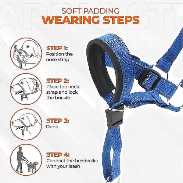 Justerbar \"No-Pull\" Hundsele med Reflexband och Säkerhetskrage för Träning Blue XL