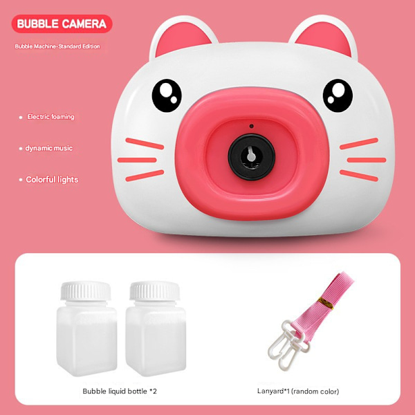 Helautomatisk lysande bubbelkamera, elektriska bubblor, dynamisk musik Cat
