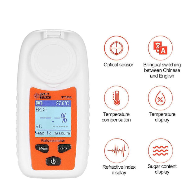 SMART SENSOR ST335A Digital Refraktometer ATC Sockerprocentmätare 0-35% Sockerkoncentrationsdetektor