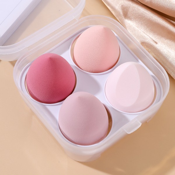4 esker med sminkesvamper, air cushion makeup-svamper, tørr og våt bruk, ingen pudderabsorpsjon Pink