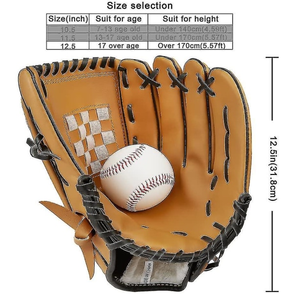 Baseballhandske med 1 boll, sportvaddhandskar med baseboll brown