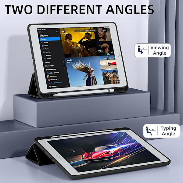 Fodral Kompatibelt med iPad 9:e/8:e/7:e Generationens Fodral, iPad 10,2 Tum Fodral med Pennhållare, TPU Smart Ställ Bakre Skal Fodral för iPad Fodral 2021/2020