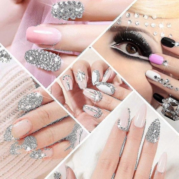 3000 stk. Rhinestones 6 Størrelser Flad Bagside Ædelstene, ab+klar Rhinestones Negle A