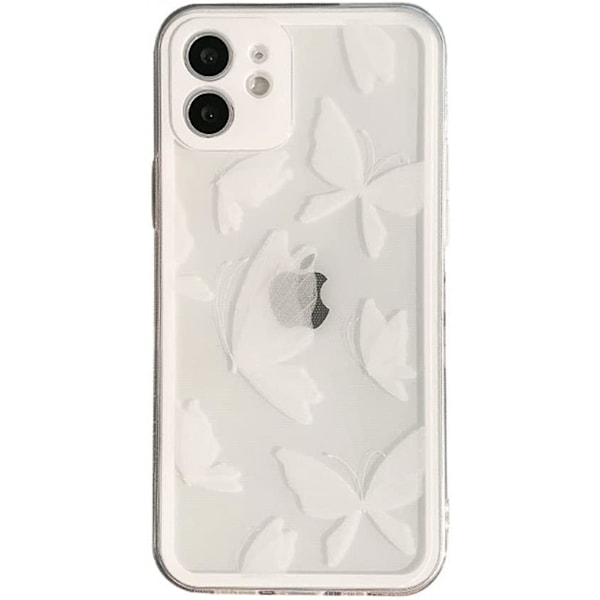 Flicka Kvinnor Elegant Vacker Vintage Vit Fjäril Fjärilar Mjuk TPU Silikon Gummi Mobilskal, Transparent Klar Ultratunn Skydd för iPhone ,