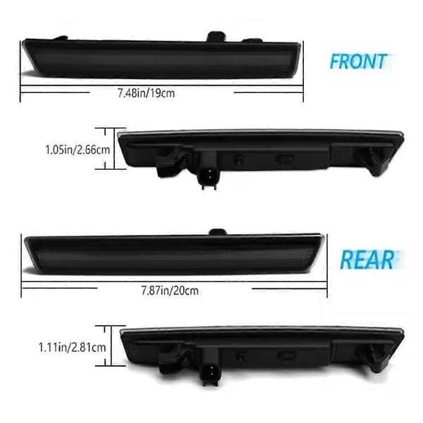Til Dodge Challenger 2015-2022 Linse LED Sidemarkeringslys Gul Foran Rød Bagside Skærm Reflektorlys Black