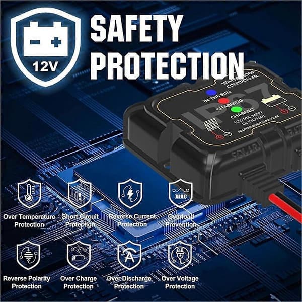 Vandtæt 10A 12V Solar Charge Controller, Bærbar Intelligent til AGM, Gel & Lithium Batteri Support Panel