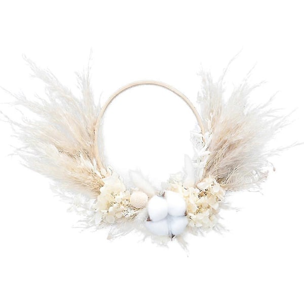 pampas tørret blomsterkrans, til boho-indretning i hjemmet, bryllupsdekoration