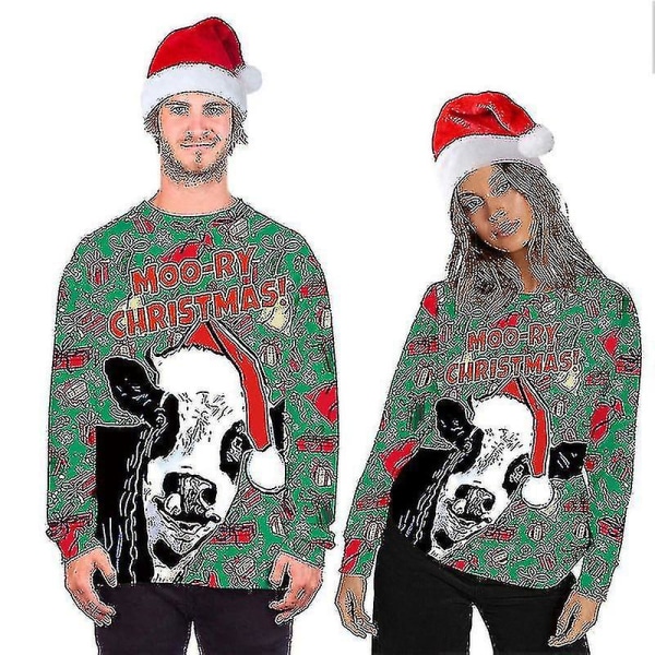 Unisex jultröja 3d digitalt print Holiday Party Crew Neck Sweatshirt Pullover BFT161 L