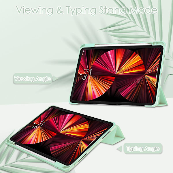 För iPad Pro 11\" Fodral 2021, iPad Pro 11\" Tablet Läderfodral Akryl Hård Botten Mjuk Kant Fodral\" 2021 Slim Tri-Fold Hårt Omslag Smart Cover med Pe