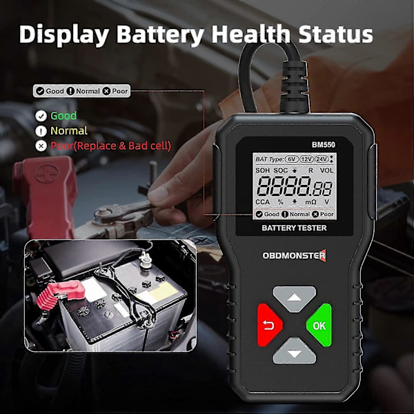 Batteritestare 6v 12v 24v, 100-2000 Cca 2ah-220ah Automobil Generator Testare Digital Batterianalysator För Bil/Lastbil