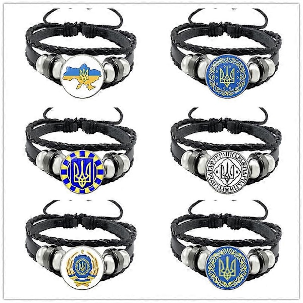Tryzub Ukraine Knappen Læderarmbånd Ukrainsk Rune Vintage Mønstre 20mm Glas Cabochon Smykker til Mænd Kvinder Klassisk Gave