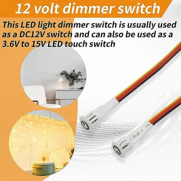 2 st Touch Dimmer Switch DC3.7V 5V 12V Steglös Dimmer Switch Sensor för LED-ljus, RV, Skåp, Värme