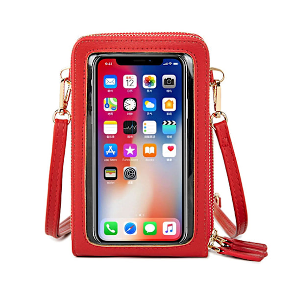 Touch Screen Crossbody Mobilpung, Skærmet Skuldertaske med Kortlomme Justerbar Rem, Damer