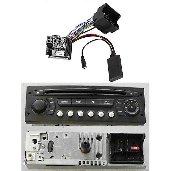 Auton Bluetooth 5.0 Aux-kaapeli Mikrofoni Handsfree Matkapuhelin Ilmainen Puhelu Adapteri Peugeot Citroen C2 C5 RD4