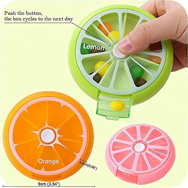 Bærbar Roterende 7 Dages Ugentlig Pille Dispenser Organizer Rejse Medicin Tablet Organizer PP Materiale