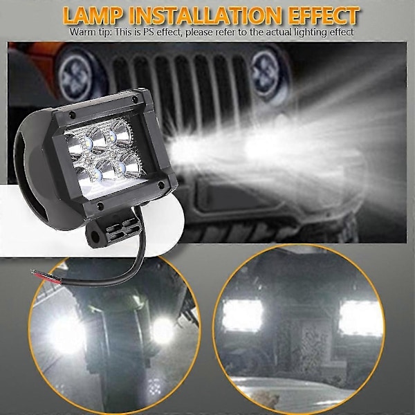 2x Offroad LED Bar 18w Kvadratisk LED Arbejdslys Til Bil Lastbil Båd 4\" Spotlight